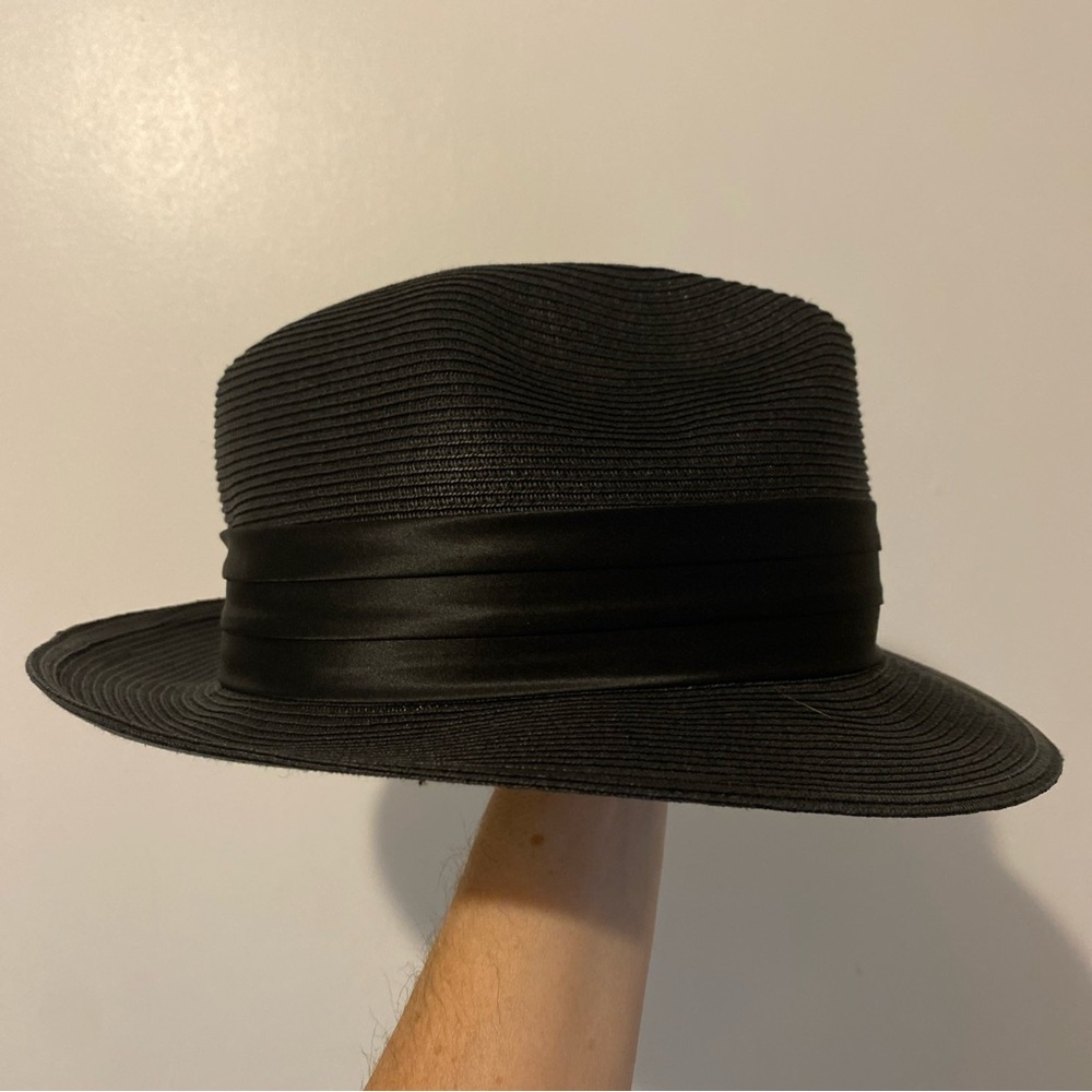 Stacy Adams Black Straw Fedora with Feather Detail - Picture 3 of 8
